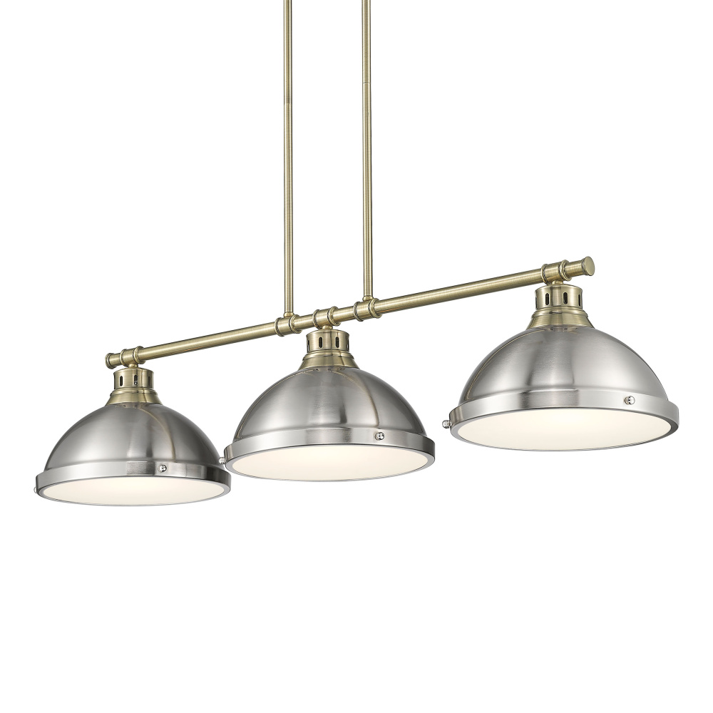 Yep by Golden Lighting Duncan 3-light Island Light in Aged Brass and Pewter shade